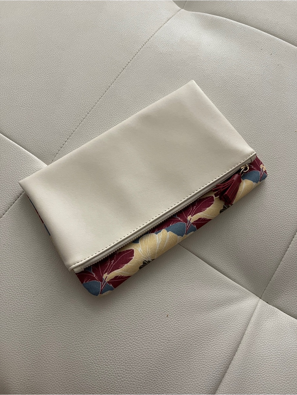Cream Floral Fold-Over Clutch